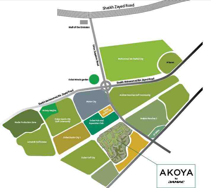 Akoya by Damac Location Map